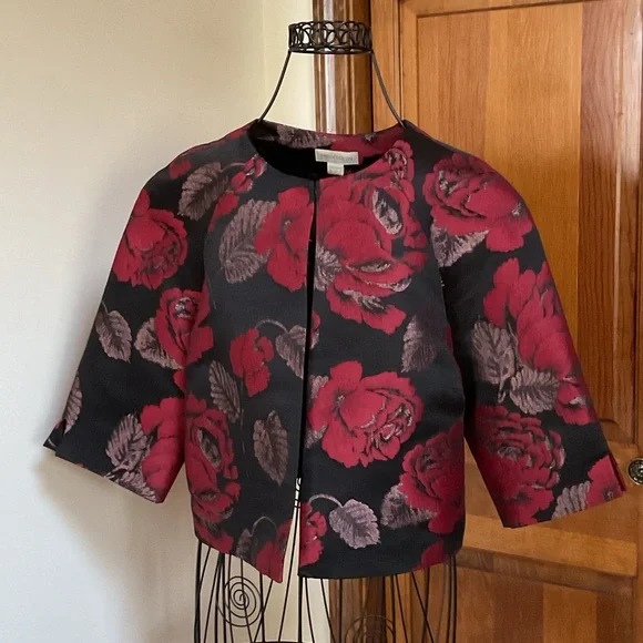 Monsoon Floral Black and Red Women's Jacket, 6 - Picture 1 of 5
